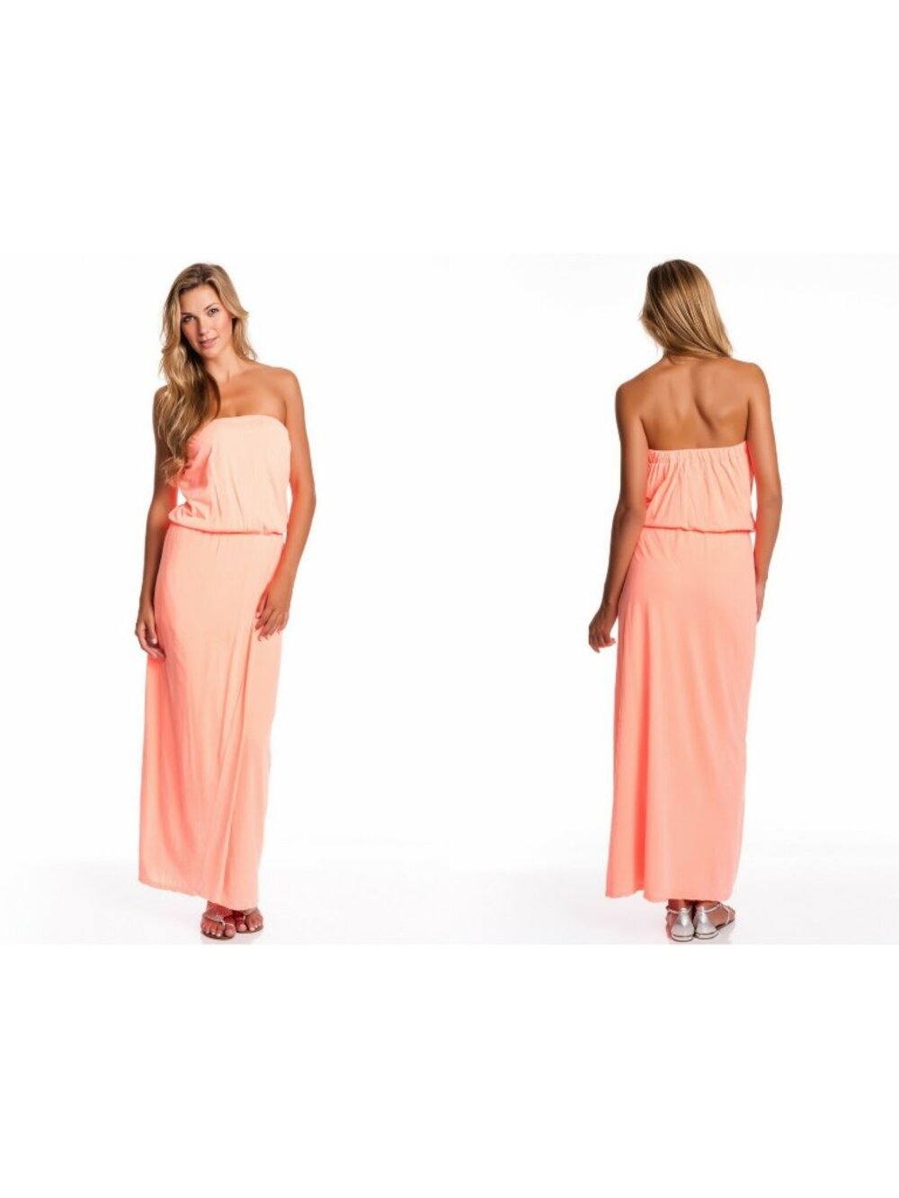 Velvet Graham Missie Dress Glare Strapless Orange Maxi Tube Bright NWT